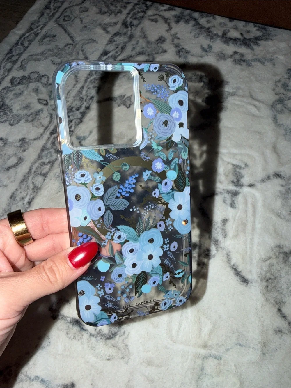 Rifle Paper Co. Blue Floral Clear iPhone 15 Pro Max Case